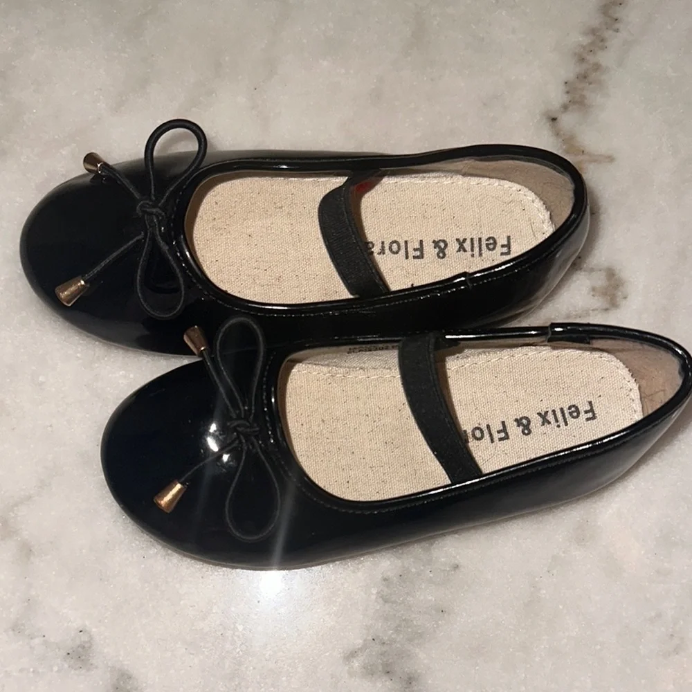 Feliz and flora Elegant Black Dress girl Shoes with Bow‎ Detail size 9